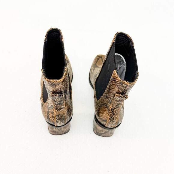 French Connection Snakeskin Brown Pattern Square Toe Boot Size 6.5 NWOB - Picture 2 of 6